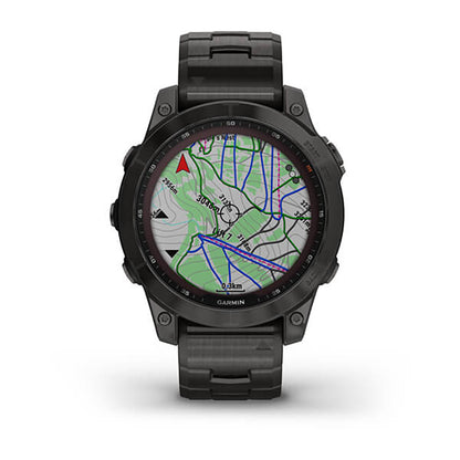 Garmin Fenix 7 Sapphire Carbon Grey DLC Vented Titanium Band Full Display Watch