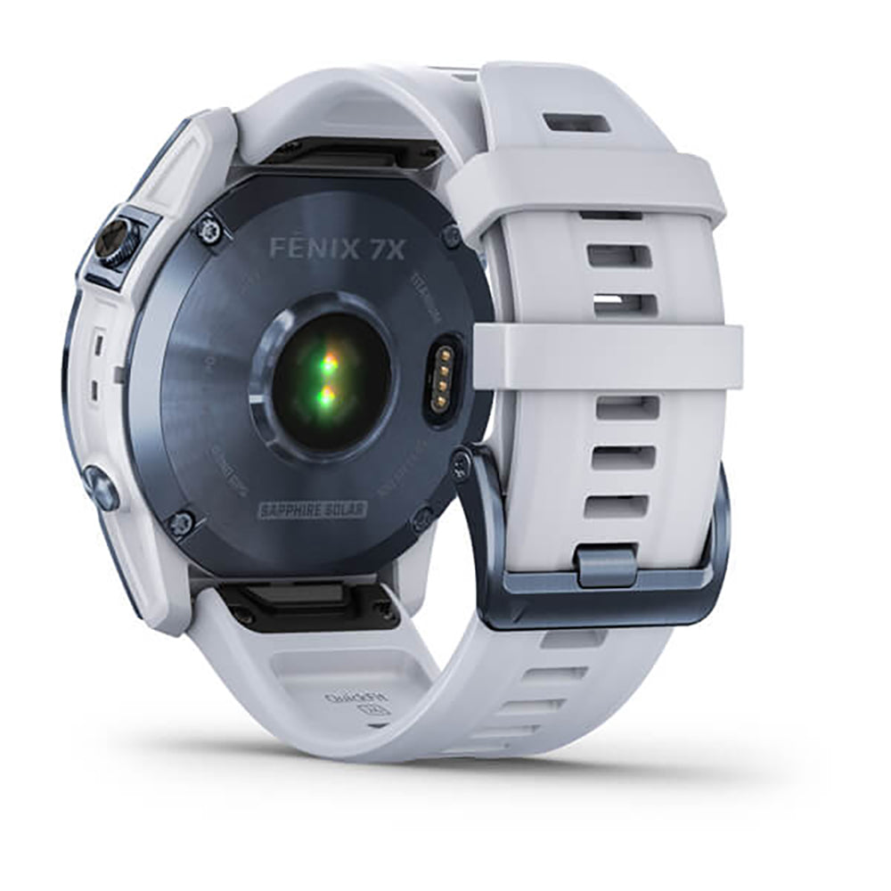 Garmin Fenix 7X Sapphire Solar Mineral Blue DLC Titanium Whitestone Band Full Display Watch