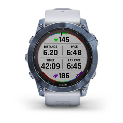 Garmin Fenix 7X Sapphire Solar Mineral Blue DLC Titanium Whitestone Band Full Display Watch
