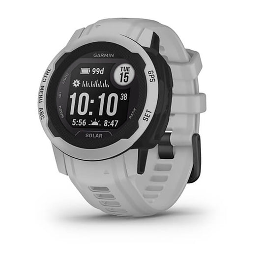 ساعة Garmin Instinct 2S Solar بسوار سيليكون باللون الرمادي (Mist Grey) وشاشة كاملة