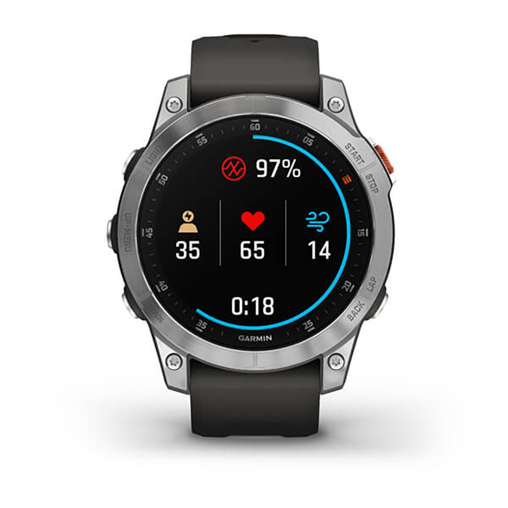 Garmin Epix Gen 2 Slate Ss W Silicone Band Full Color Display Dial Watch - 010-02582-01