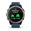 ساعة Garmin Quatix 7 إصدار Sapphire بهيكل تيتانيوم وسوار سيليكون أزرق وشاشة كاملة