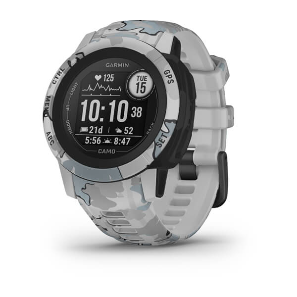 ساعة Garmin Instinct 2S المصنوعة من السيليكون، إصدار Surf باللون الرمادي، مع شاشة عرض ملونة بالكامل