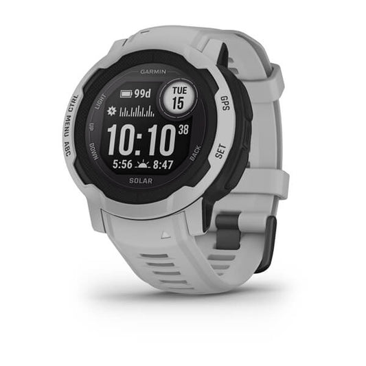 ساعة Garmin Instinct 2S المصنوعة من السيليكون، تعمل بالطاقة الشمسية، لون رمادي ضبابي، مع شاشة ملونة بالكامل