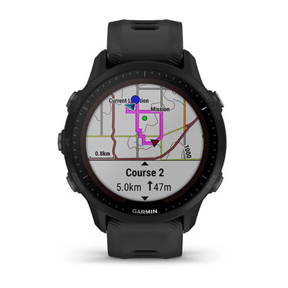 ساعة Garmin Forerunner 955 Solar بحزام سيليكون أسود وشاشة كاملة