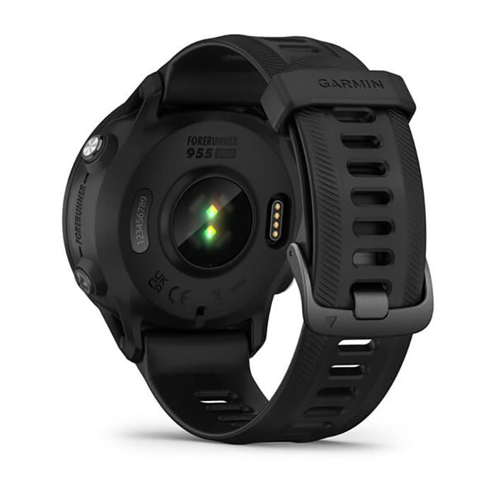 ساعة Garmin Forerunner 955 Solar بحزام سيليكون أسود وشاشة كاملة