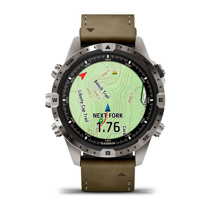 ساعة Garmin Marq Adventurer من الجيل الثاني بحزام بني، ساعة عصرية متعددة المهام