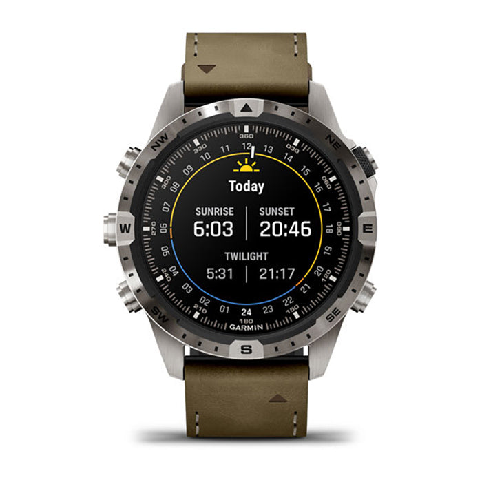 ساعة Garmin Marq Adventurer من الجيل الثاني بحزام بني، ساعة عصرية متعددة المهام