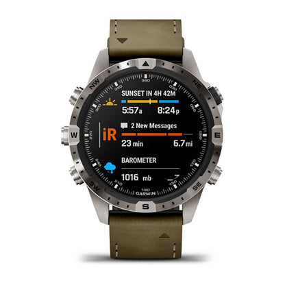 ساعة Garmin Marq Adventurer من الجيل الثاني بحزام بني، ساعة عصرية متعددة المهام
