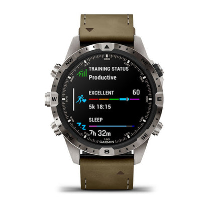 ساعة Garmin Marq Adventurer من الجيل الثاني بحزام بني، ساعة عصرية متعددة المهام