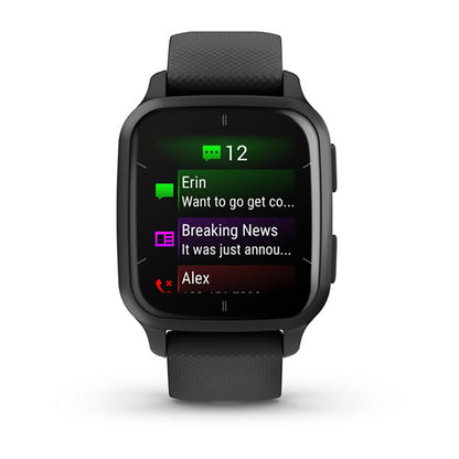 ساعة Garmin Venu Sq2 إصدار الموسيقى بسوار سيليكون أسود وشاشة كاملة