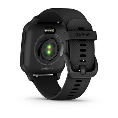 ساعة Garmin Venu Sq2 إصدار الموسيقى بسوار سيليكون أسود وشاشة كاملة