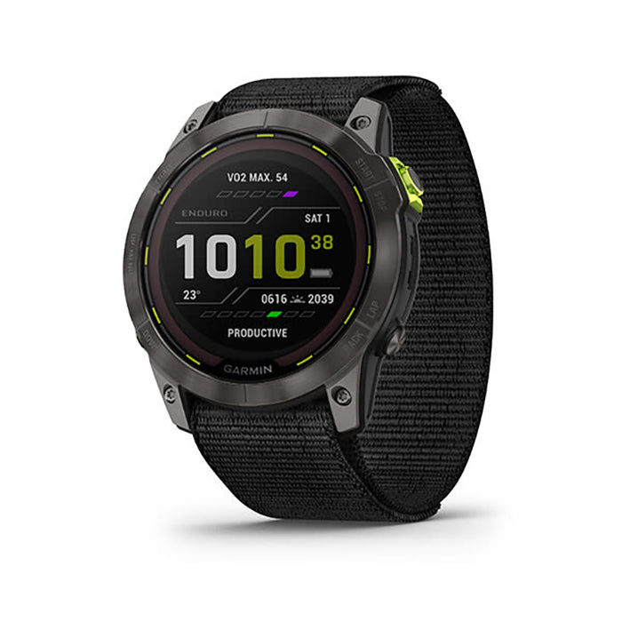 ساعة Garmin Enduro 2 Sapphire Carbon Gray DLC Titanium مع سوار Ultrafit أسود بشاشة كاملة