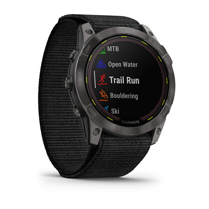 ساعة Garmin Enduro 2 Sapphire Carbon Gray DLC Titanium مع سوار Ultrafit أسود بشاشة كاملة