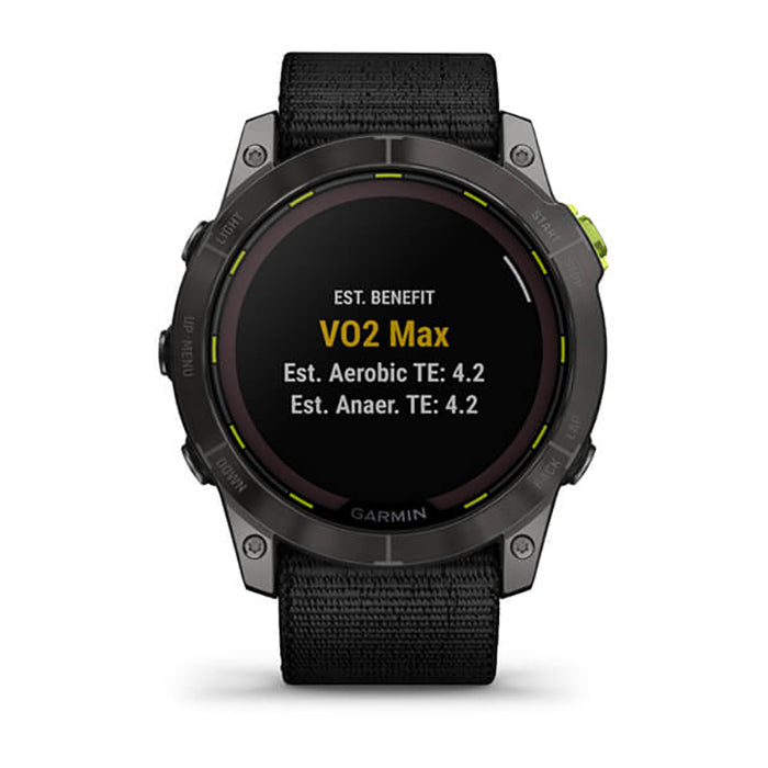 ساعة Garmin Enduro 2 Sapphire Carbon Gray DLC Titanium مع سوار Ultrafit أسود بشاشة كاملة