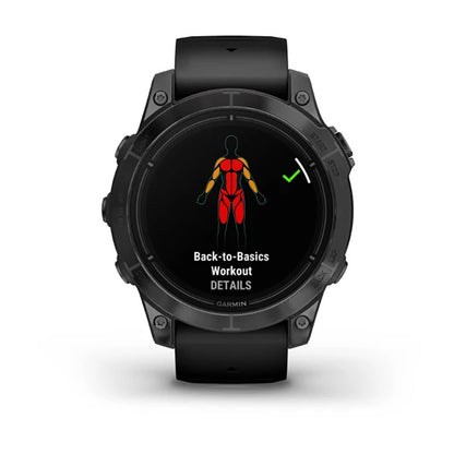 ساعة Garmin Epix Pro Gen 2 الإصدار القياسي، مقاس 47 مم، لون رمادي داكن، سوار سيليكون أسود، شاشة كاملة