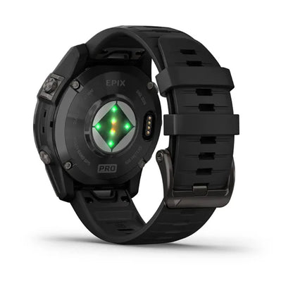 ساعة Garmin Epix Pro Gen 2 الإصدار القياسي، مقاس 47 مم، لون رمادي داكن، سوار سيليكون أسود، شاشة كاملة
