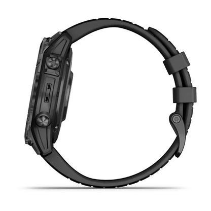 ساعة Garmin Epix Pro Gen 2 الإصدار القياسي، مقاس 47 مم، لون رمادي داكن، سوار سيليكون أسود، شاشة كاملة