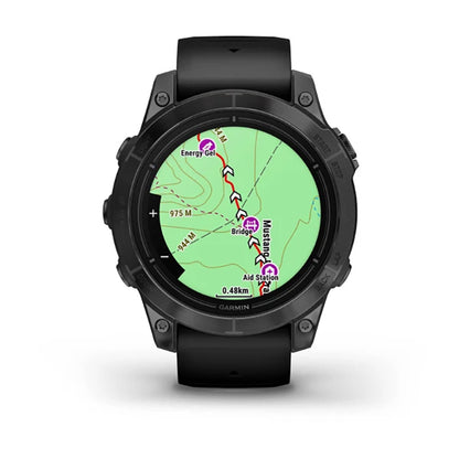 ساعة Garmin Epix Pro Gen 2 الإصدار القياسي، مقاس 47 مم، لون رمادي داكن، سوار سيليكون أسود، شاشة كاملة