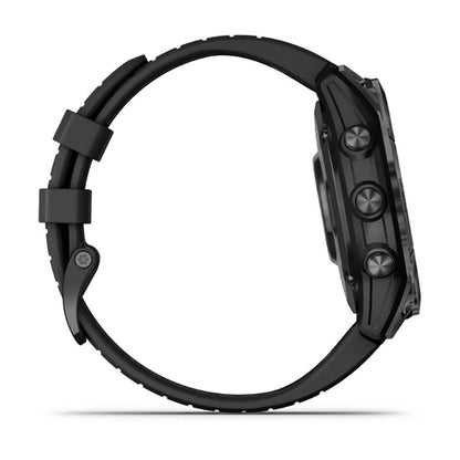 ساعة Garmin Epix Pro Gen 2 الإصدار القياسي، مقاس 47 مم، لون رمادي داكن، سوار سيليكون أسود، شاشة كاملة