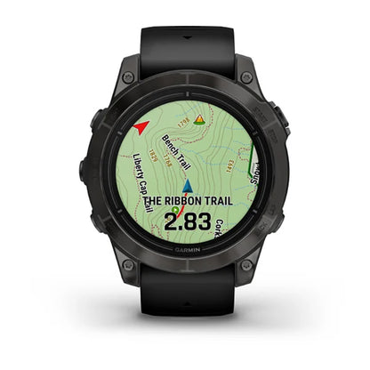 ساعة Garmin Epix Pro Gen 2 الإصدار القياسي، مقاس 47 مم، لون رمادي داكن، سوار سيليكون أسود، شاشة كاملة