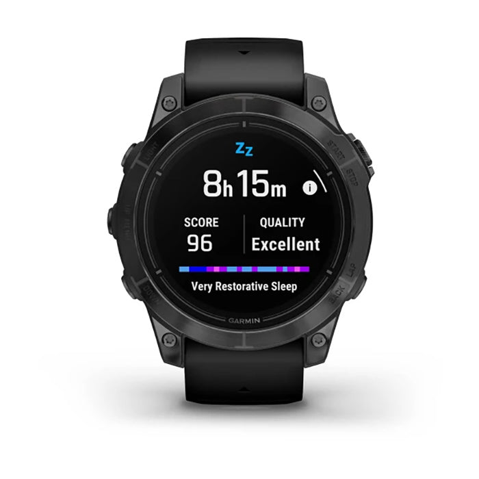 ساعة Garmin Epix Pro Gen 2 الإصدار القياسي، مقاس 47 مم، لون رمادي داكن، سوار سيليكون أسود، شاشة كاملة