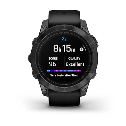 ساعة Garmin Epix Pro Gen 2 الإصدار القياسي، مقاس 47 مم، لون رمادي داكن، سوار سيليكون أسود، شاشة كاملة