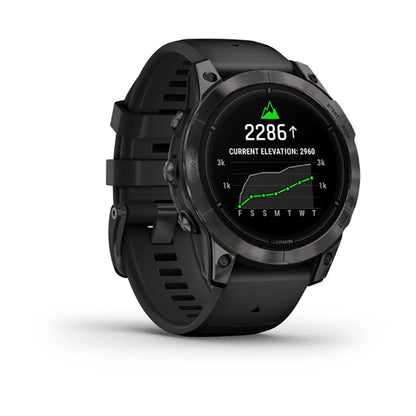 ساعة Garmin Epix Pro Gen 2 Sapphire Edition مقاس 47 مم بإطار تيتانيوم كربون رمادي DLC وحزام سيليكون أسود وشاشة كاملة