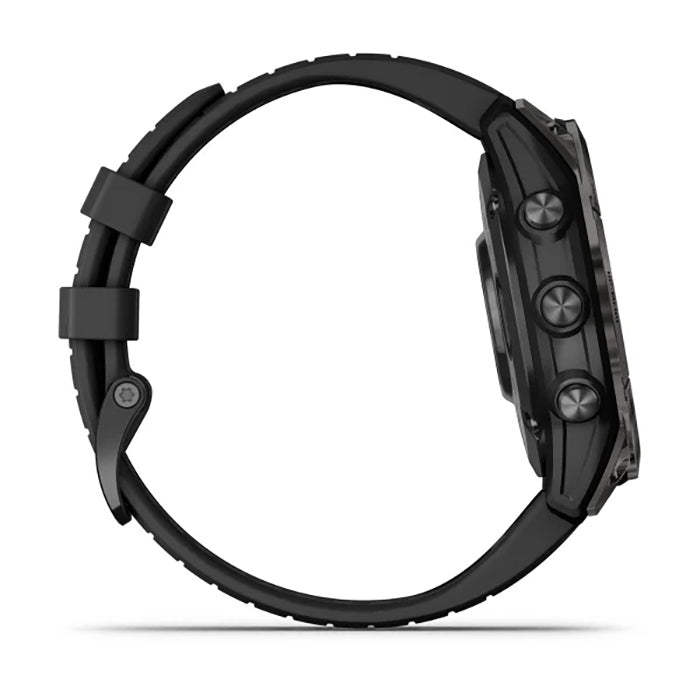 ساعة Garmin Epix Pro Gen 2 Sapphire Edition مقاس 47 مم بإطار تيتانيوم كربون رمادي DLC وحزام سيليكون أسود وشاشة كاملة