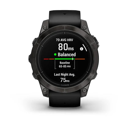 ساعة Garmin Epix Pro Gen 2 Sapphire Edition مقاس 47 مم بإطار تيتانيوم كربون رمادي DLC وحزام سيليكون أسود وشاشة كاملة