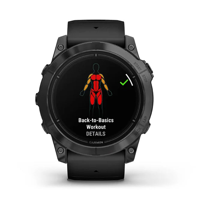 ساعة Garmin Epix Pro Gen 2 الإصدار القياسي، مقاس 51 مم، لون رمادي داكن مع سوار سيليكون أسود، شاشة كاملة