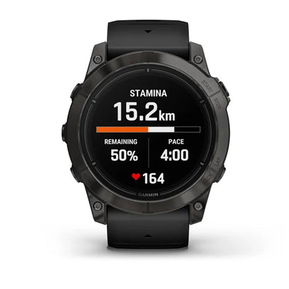 ساعة Garmin Epix Pro Gen 2 الإصدار القياسي، مقاس 51 مم، لون رمادي داكن مع سوار سيليكون أسود، شاشة كاملة