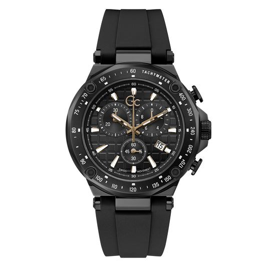 Gc Men's Watch Black Tone Case Quartz