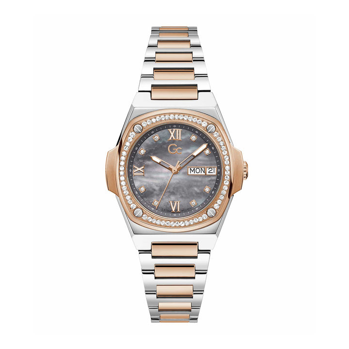 GC Ladies Watch Silver & Rose Gold Tone Case Quartz