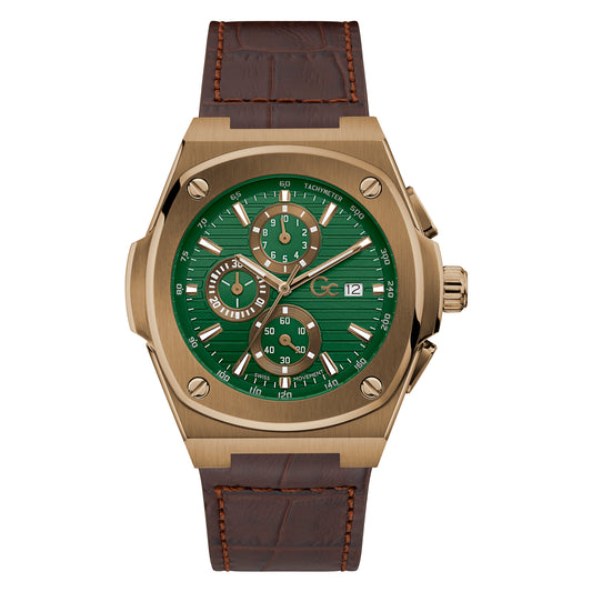 Gc Men's Watch Rose Gold Case Quartz