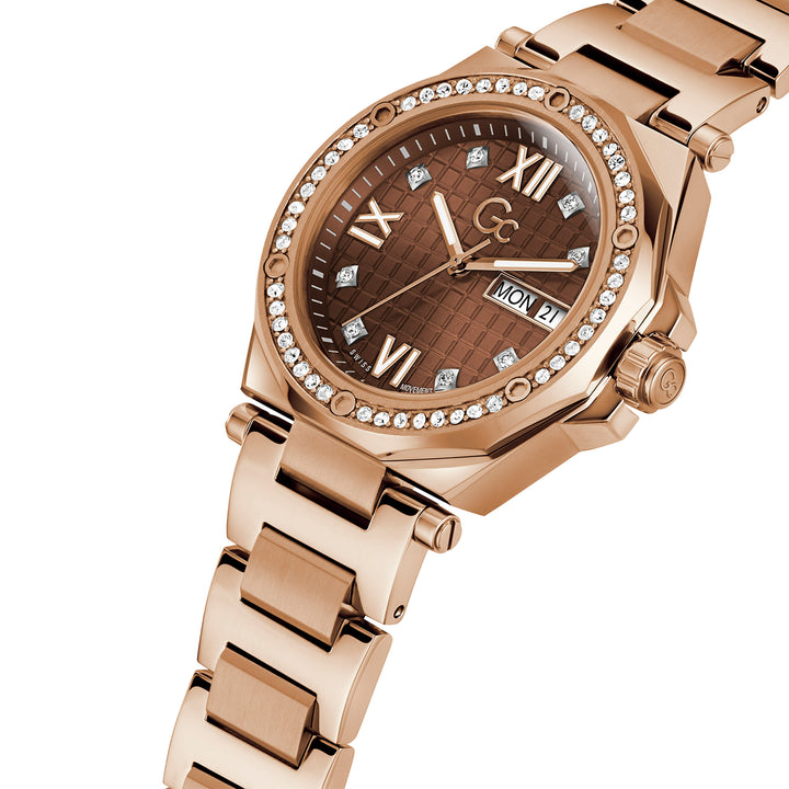 Gc Women's Watch Rose Gold Tone Case Quartz