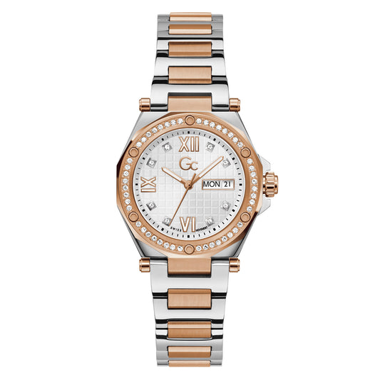 Gc Women's Watch Silver & Rose Gold Tone Case Quartz