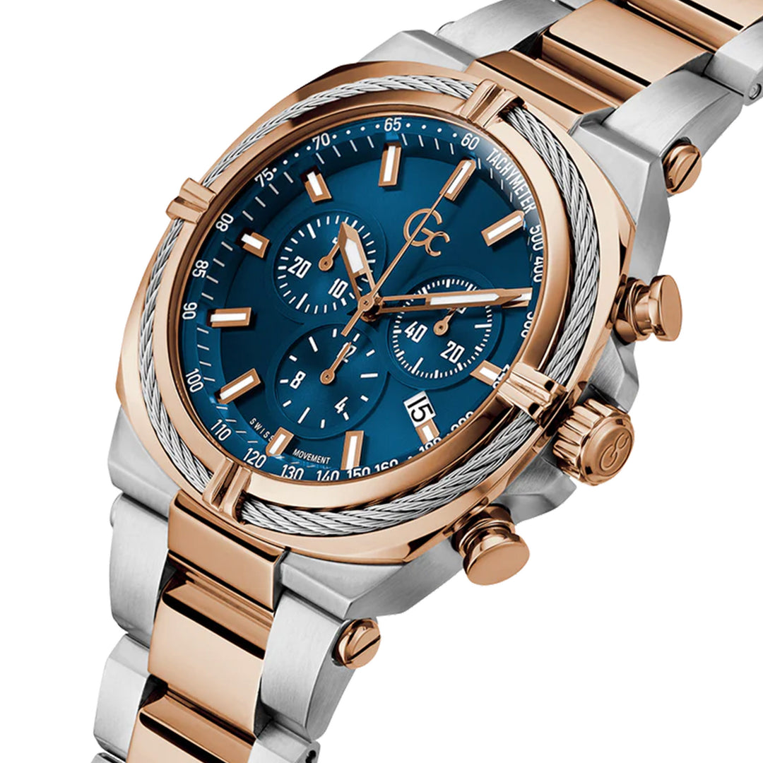 Gc Mens Watch Silver Rose Gold Tone Case Quartz – The Watch House