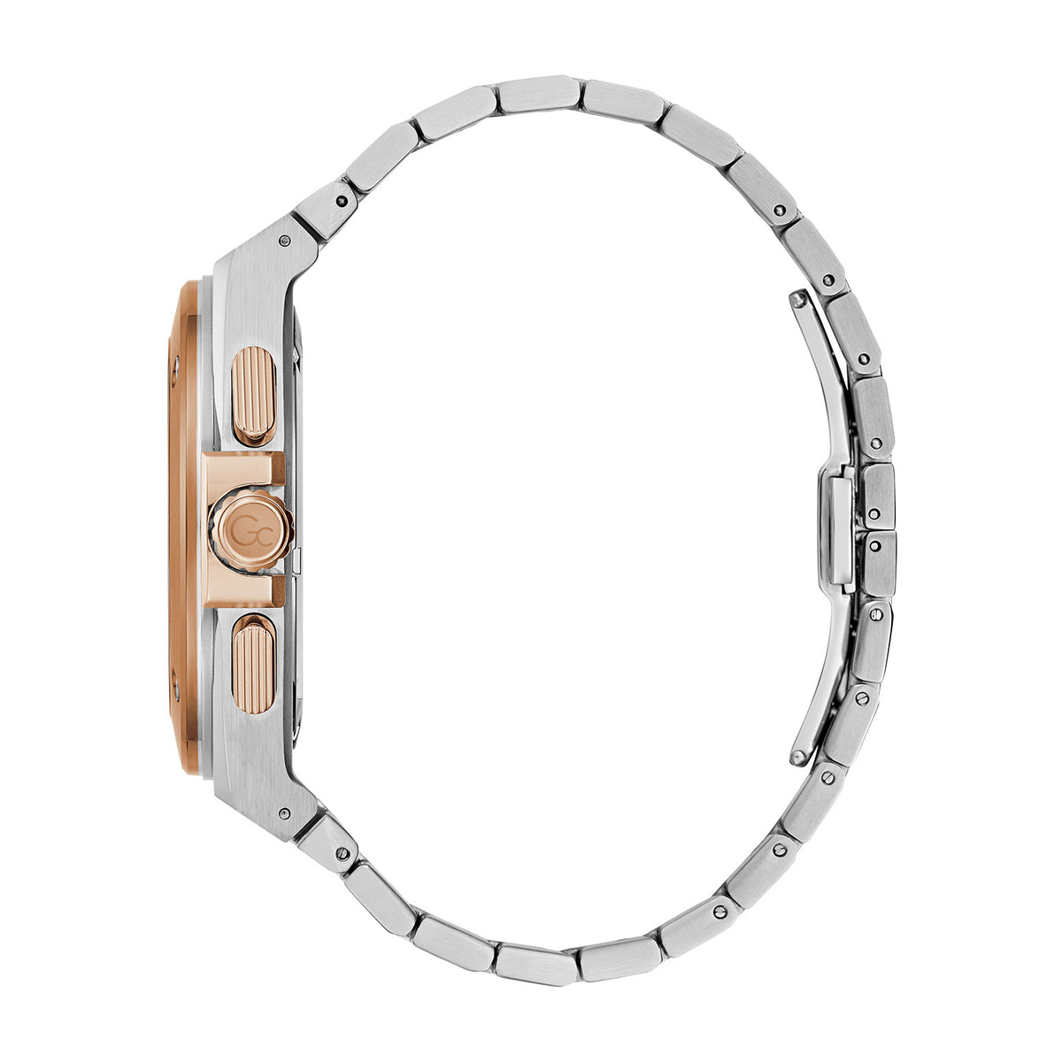 Gc Men's Watch Silver & Rose Gold Tone Case Quartz