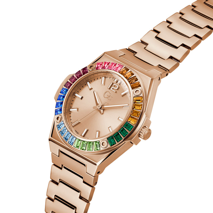 Gc Women's Watch Rose Gold Tone Case Quartz