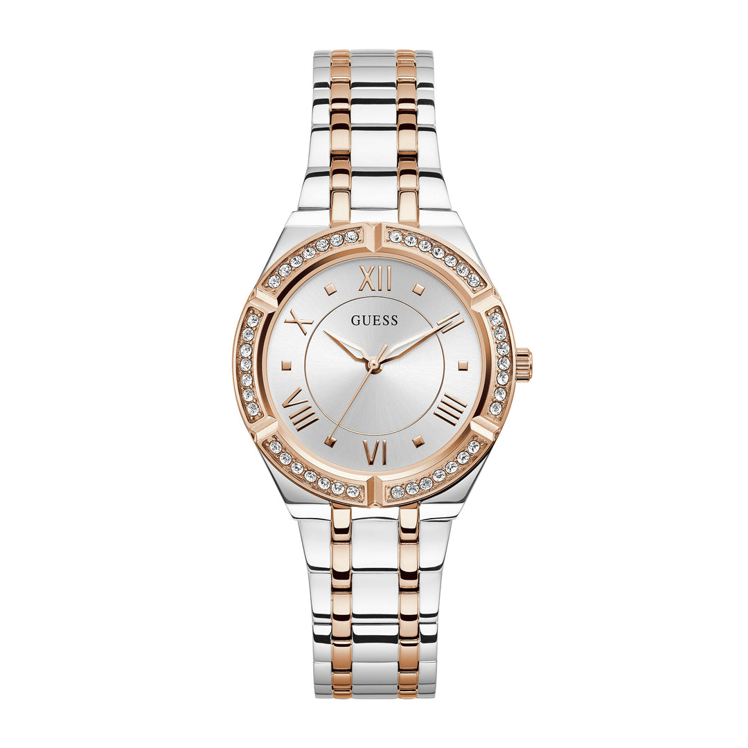 Guess Women's Watch Silver And Rose Gold Tone Case Quartz