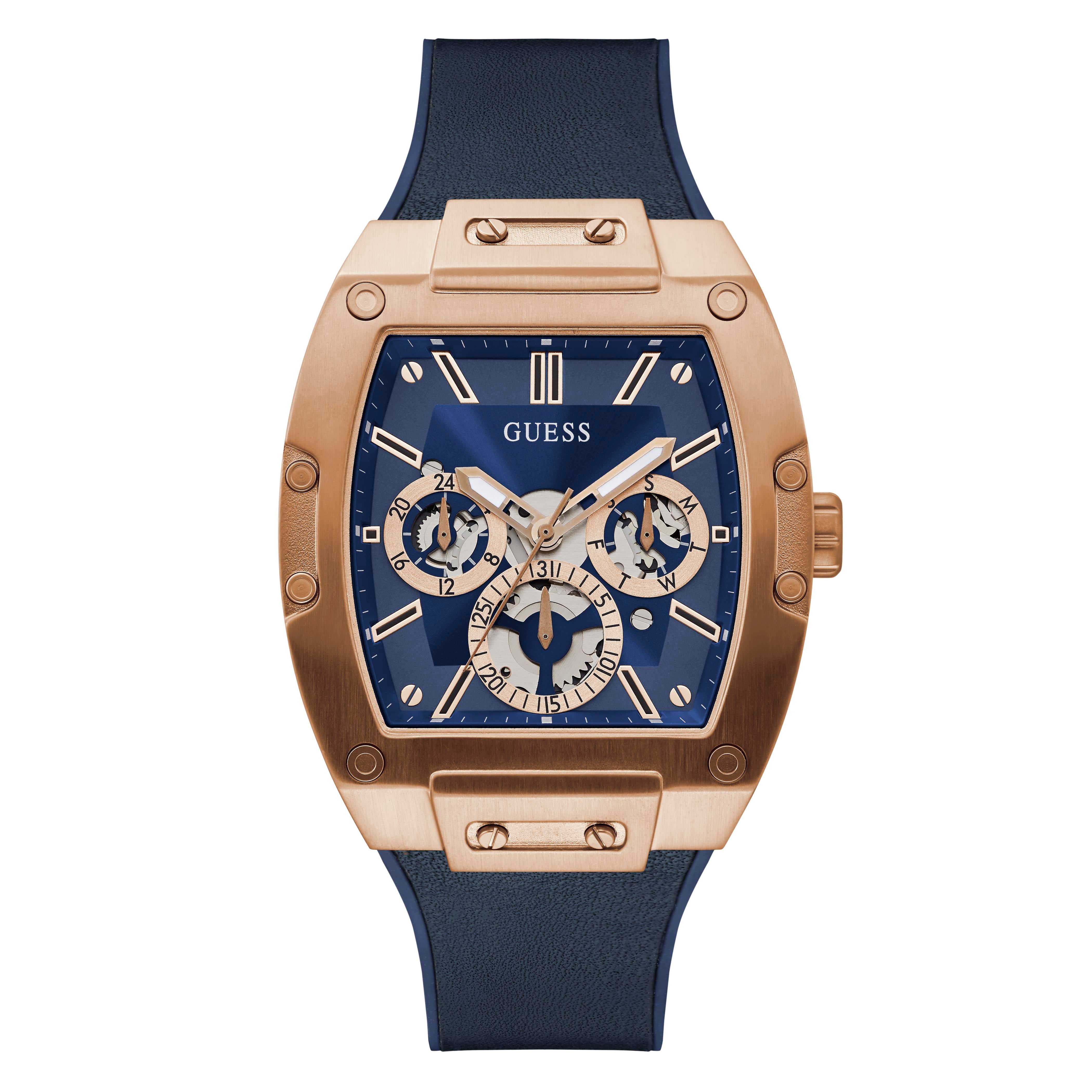 Guess blue shop rose gold watch