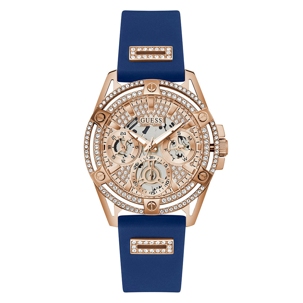 Blue and rose shop gold guess watch