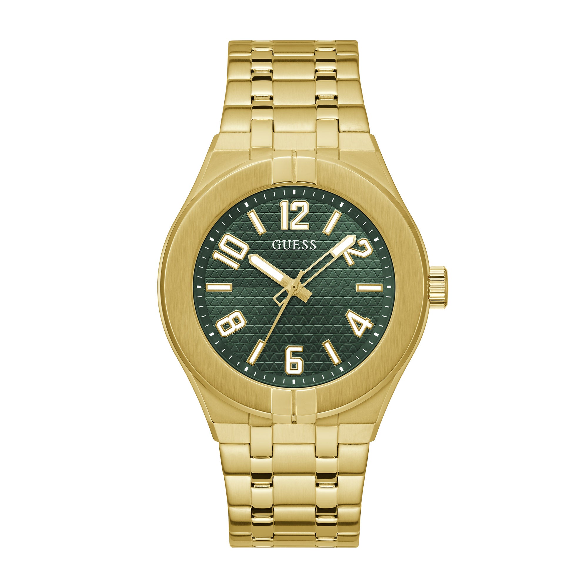 Guess Men s Watch Green Dial Gold Tone Case Quartz