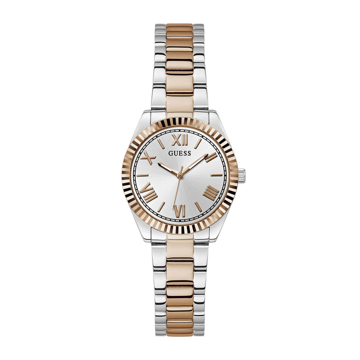 Guess Women's Watch Silver & Rose Gold Tone Case Quartz