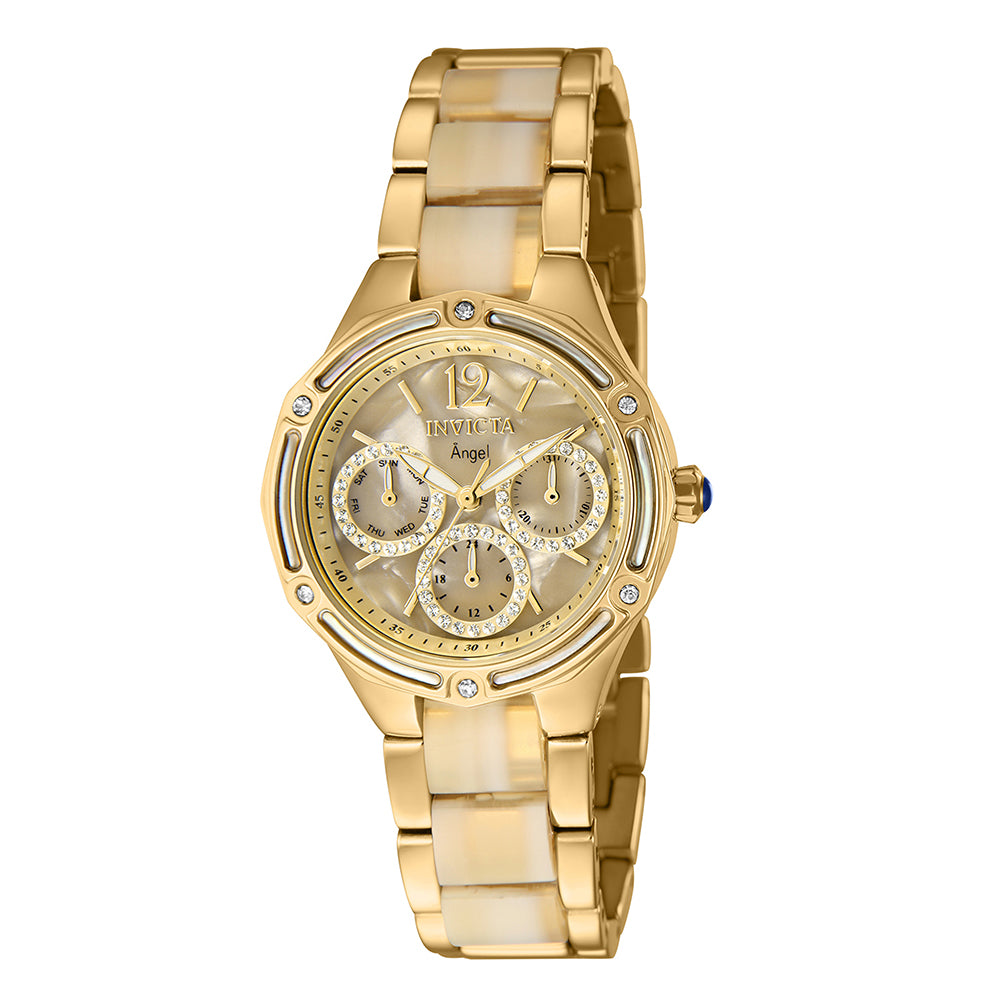 INVICTA Angel Lady 35mm Stainless Steel Gold Ivory dial VH63 Quartz ...