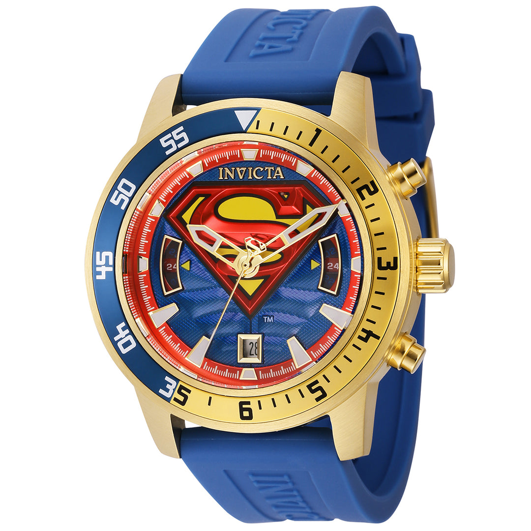 INVICTA DC Comics Men's 45mm Stainless Steel Gold Blue+Red+Yellow dial VD31 Quartz