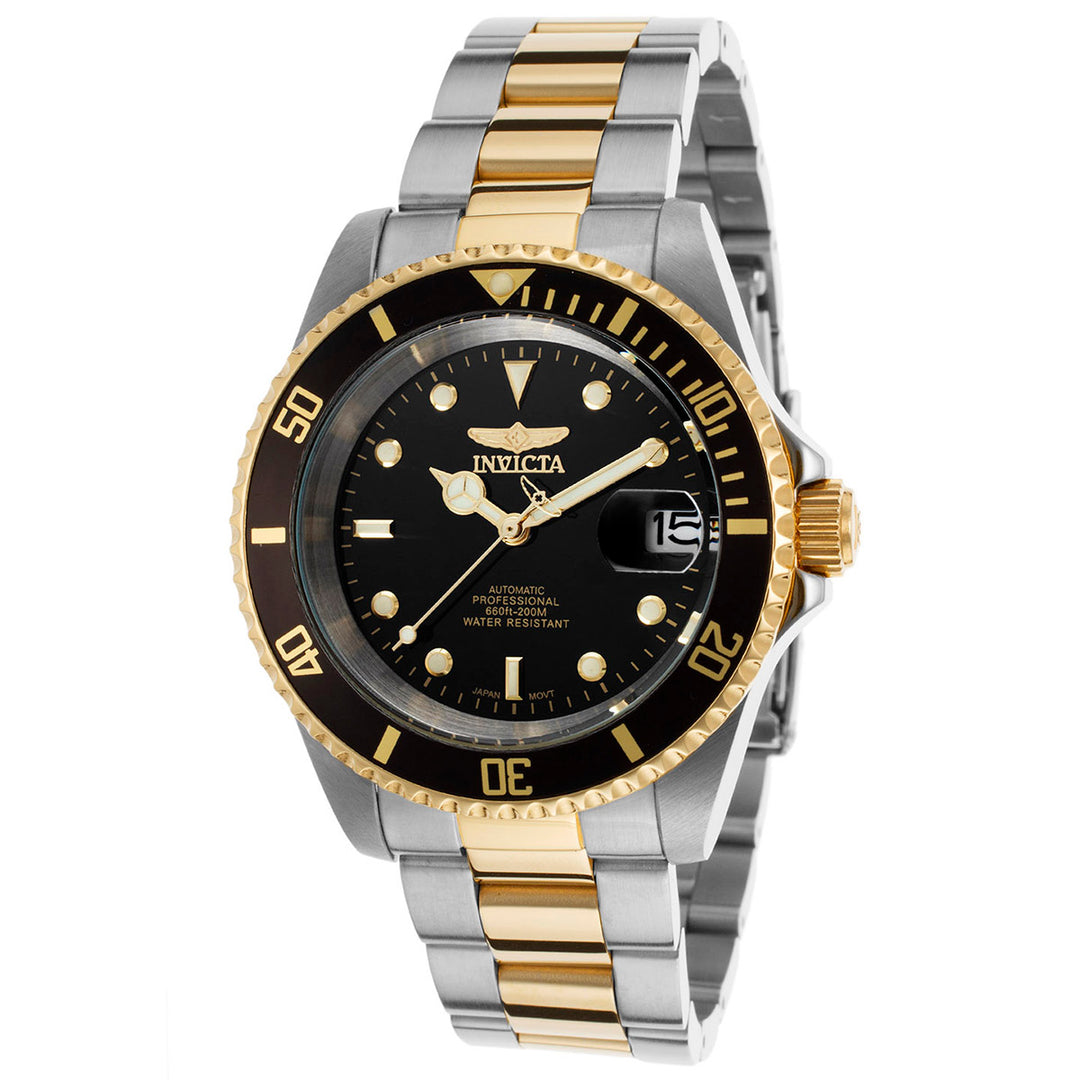 INVICTA Pro Diver Men's 40mm Stainless Steel Gold + Steel Black dial NH35A Automatic