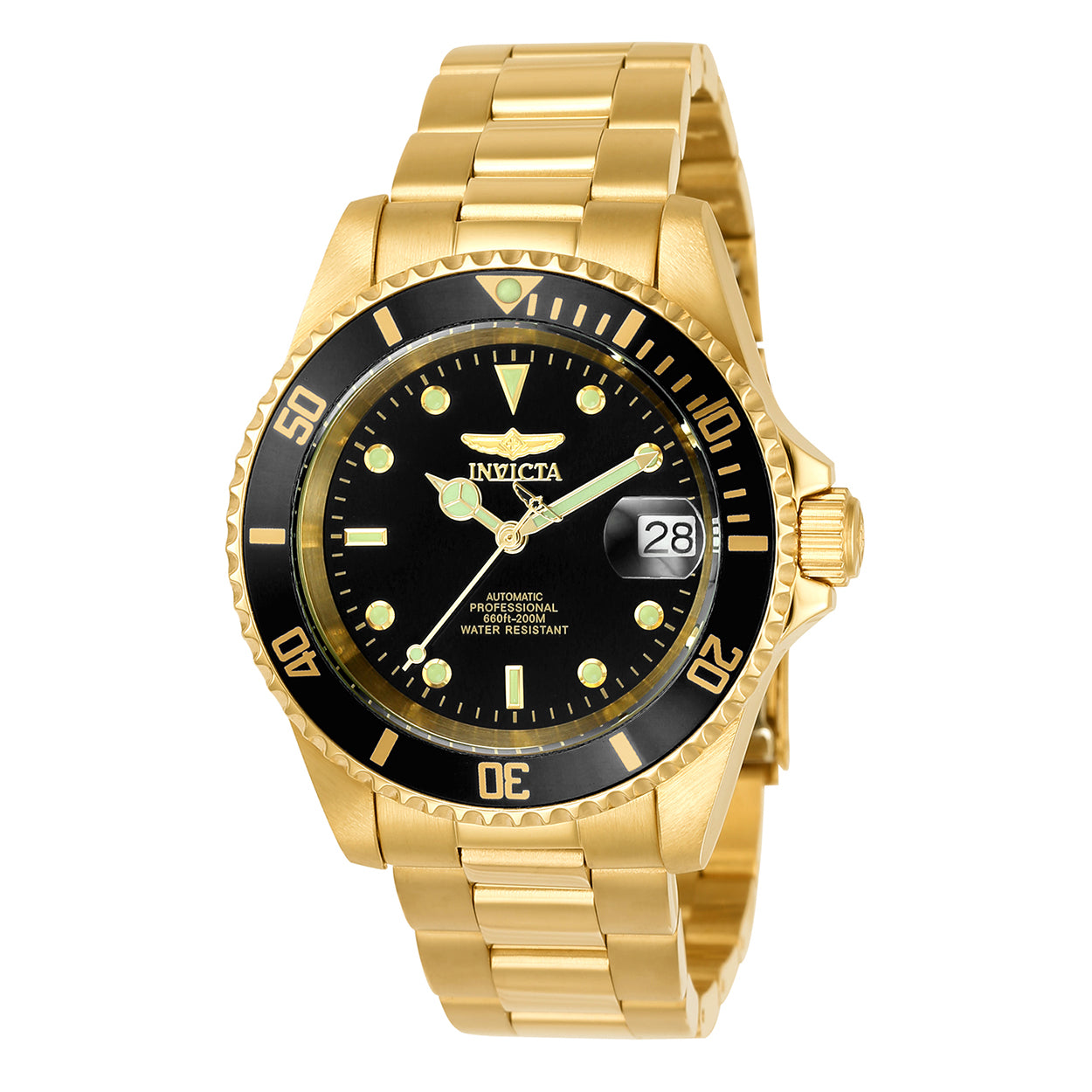 INVICTA Pro Diver Men s 40mm Stainless Steel Gold Black dial NH35A Aut The Watch House