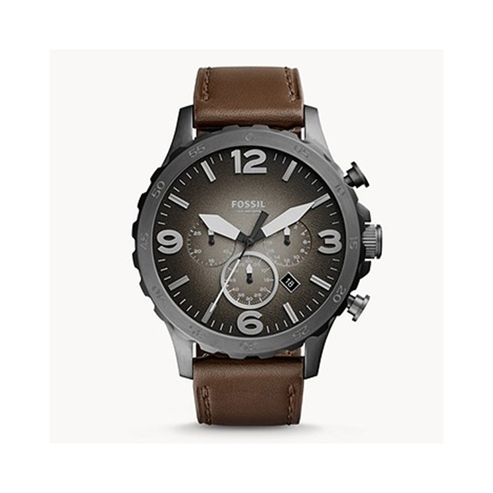 Fossil Nate Chronograph Brown Leather Men's Watch - JR1424